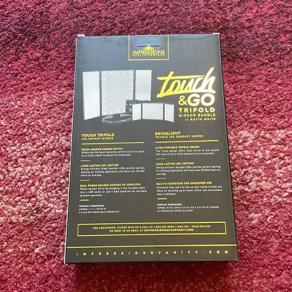 Impressions Vanity Touch and Go Trifold Mirror Bundle in Matte Black